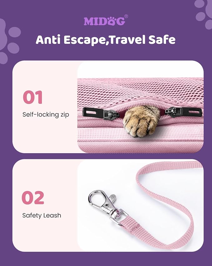 MIDOG Cat Carrier Soft for Small to Medium-Sized Cats,Up to 25 Lbs, TSA Airline Approved Soft Sided Pet Carrier