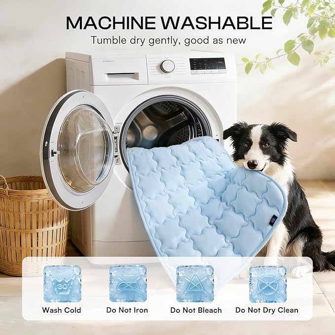 Luciphia Premium Dog Cooling Mat Non-Slip Q-MAX>0.5 Self-Cooling Pad for Small Pet Cat Indoor Portable Kennel Puppy Bed for Summer Crate Pad for Dog Washable Light Blue 20x30 inches