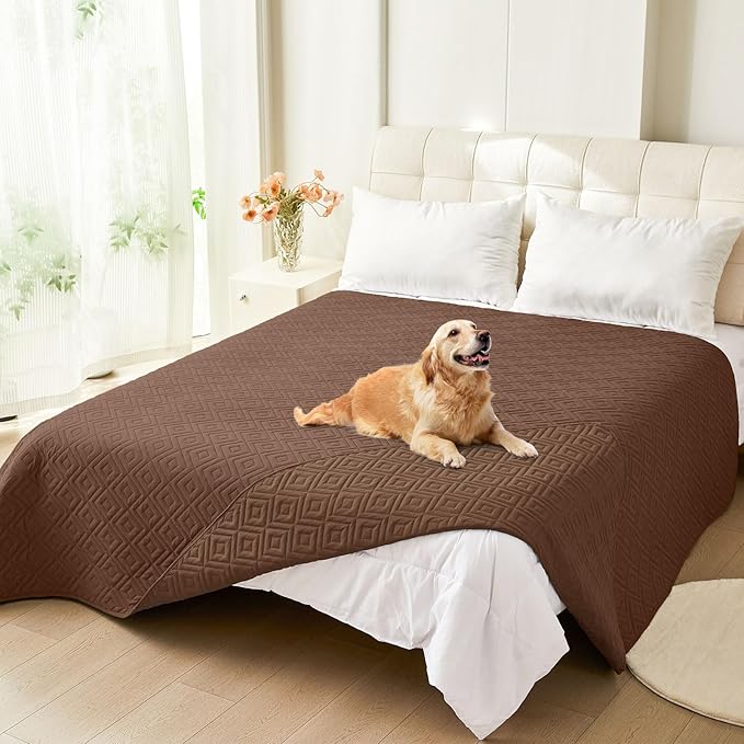 hyha Waterproof Dog Blanket, Soft Dog Bed Cover Pet Blankets, Waterproof Sofa Couch Cover for Dogs Washable, Reversible Pet Couch Covers for Sofa Furniture (82x102 Inch, Brown/Brown)
