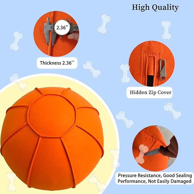 Herding Ball for Dogs, Dual Layered Herding Dog Ball Set for Australian Shepherd, Cattle, Collie, for Dog, Agility Equipment- Free Training Book (Orange, 24 inch)