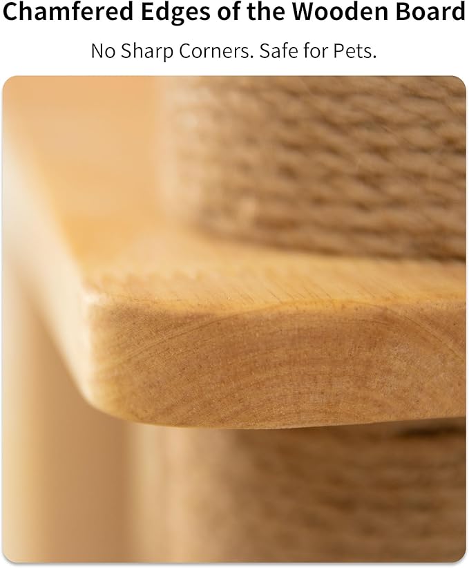 74" Wooden Cat Tree Tower for Large Cats, Multi-Level Cat Climbing Furniture with Scratching Posts, Cat Condo & Hammock, Natural Wood Cat Activity Center(Brown)