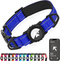Joytale Airtag Dog Collar, Reflective Pet Collar with Waterproof AirTag Holder, Dual D-Rings, Soft Padded Adjustable for Medium Dogs, Navy Blue, M