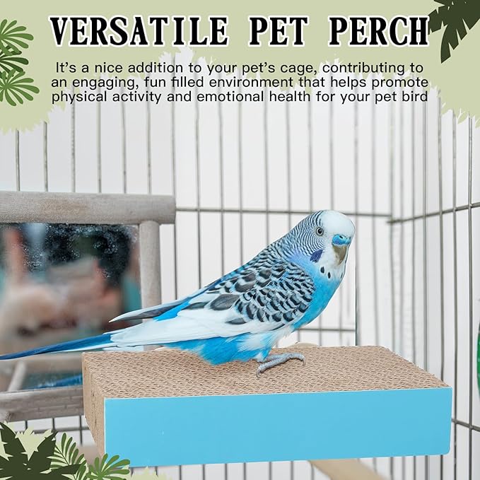 Skyygemm 2 Pieces Parrot Toy Bird Chew Cage Accessories Flat Perch Bird Paw Grinding Stand Parrot Cage Playground for Macaws, Small Parakeets, Conures, Budgies, Finches Conure Cockatiel(Medium)