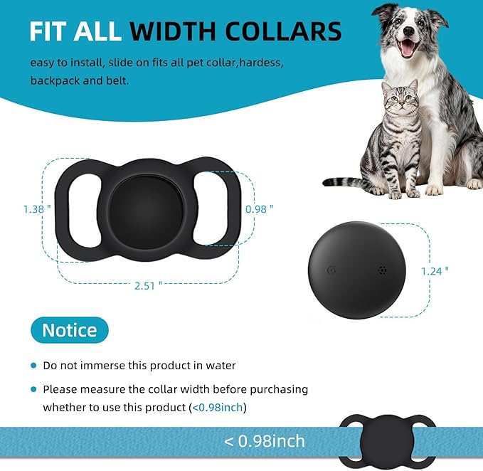 Google Android GPS Dog Collar (1 Pack), Mini Dog GPS Tracker, Smart Pet Activity Tracker, No Subscription, GPS Cat Collar Certified Finder, Anti-Lost, Finder Tag for Vehicles, Pets, Kids, Items