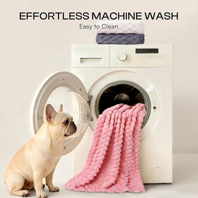 Luciphia Soft 300GSM Fleece Pet Blanket for Small Medium Large Dogs Washable 3D Textured Flannel Cat Puppy Decorative Furniture Protector Throw Durable Pink, M(30''x20'')
