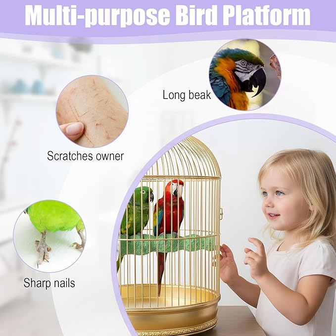 Bird Beak Grinding Stone 2 Pcs Bird Parrot Cage Perch Stand Platform Foot Claws Trimmer Chewing Toys for Small Medium Birds Cage Accessories for Budgies Cockatiels Conures