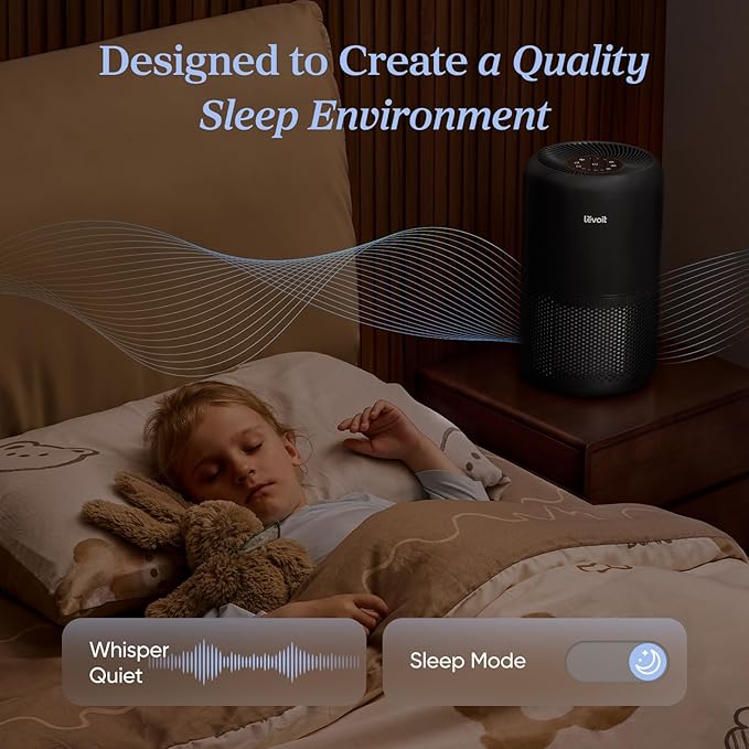 LEVOIT Air Purifier for Home Allergens Pets in Bedroom, Covers Up to 1073 ft² by 56W High Torque Motor, AHAM VERIFIDE, 3-in-1 Filter, HEPA Sleep Mode, Remove Dust Smoke Odor, Core300-P, Black, 2 Pack