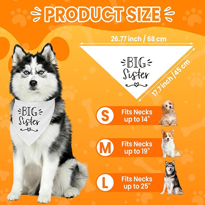 2 Pack Dog Bandanas for Pregnancy Announcement, Cute Adjustable Pet Bandana Scarf for Small Medium Large Dogs, Gender Reveal Puppy Accessories, Soft Breathable Fabric for Puppy Cats