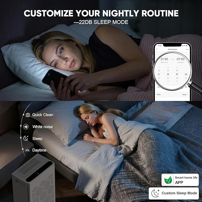 DAYETTE Air Purifiers for Home Large Room Up to 2400 Ft² with Fragrance, Smart WiFi Alexa Control,Auto Mode, HEPA 14 Air Purifier with Washable Prefilter for Bedroom, Dorm Room, Pets, Office
