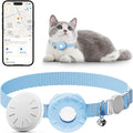 Cat GPS Tracker, Waterproof Pet GPS Tracker for Cats, Cat Tracker Collar with Safety Elastic Buckle, Works with Any Collar,Compatible with Apple Find My App (Only iOS), No Monthly Fee, Blue