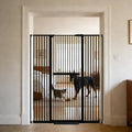 Lumizone Extra Tall Cat Gate 61.02" High Pressure Mounted Extra Wide 38.39"-59.24" (17Sizes) 1.37" Gap No Drilling Auto-Close Tall Pet Gate for Dogs (Black, 30.12"-59.24" W)