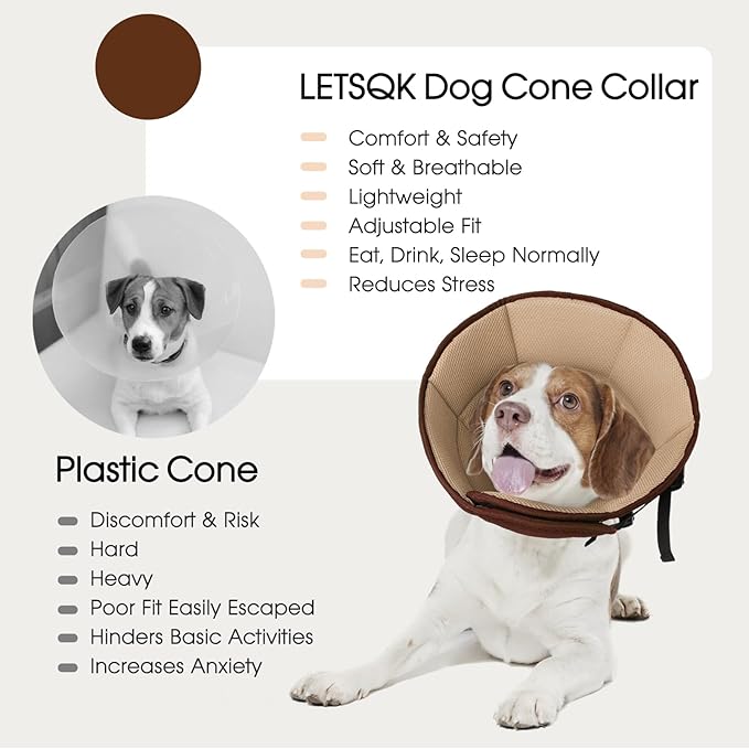 Dog Cone for Large Dogs After Surgery, Adjustable Soft Recovery Cone Collar for Dogs to Stop Licking, Professional Elizabethan Collar for Pet, Recovery Cones for Wound Healing & Hot Spots