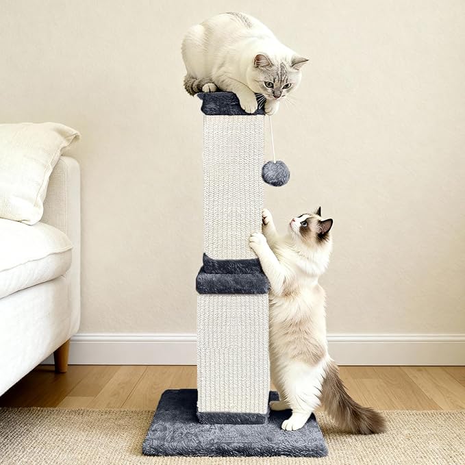 AGYM Cat Scratching Post, 32 Inch Cat Scratching Posts for Large Cats, Scratching Posts for Indoor Cats Adults, Cat Scratch Post with Nature Sisal, Deep Gray