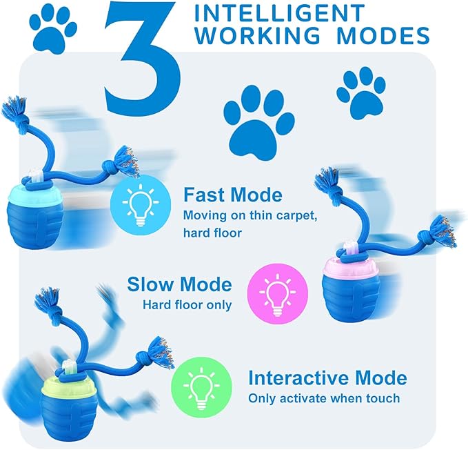 Interactive Dog Toys, [2026 Newly Upgraded] Interactive Dog Ball for Medium/Large Dogs, Automatic Moving Dogs Toy Wicked Ball for Boredom & Training, Play Music, USB Rechargeable(Blue)