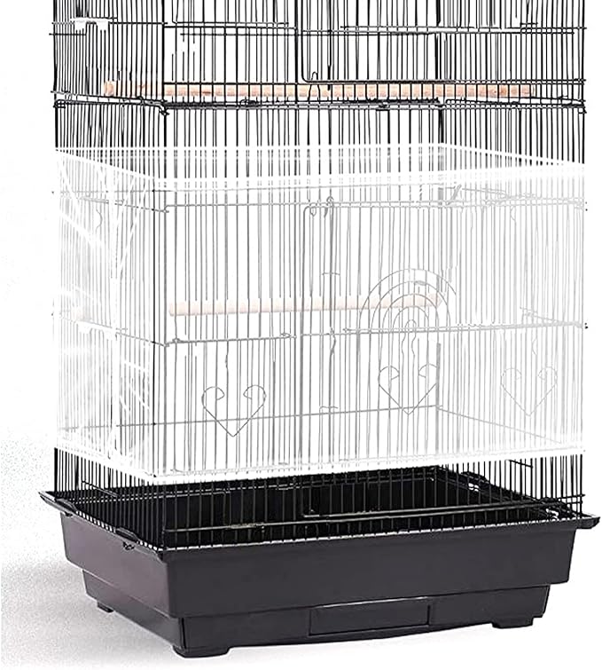 Shappy Large Bird Cage Seed Catcher,Bird Cage Cover Net Skirt Guard,Adjustable Soft Airy Mesh Net for Parrot Parakeet Macaw(78.7 x 15 Inch/ 200 x 37 cm,White)