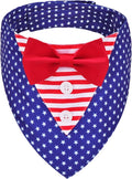 ADOGGYGO American Flag Dog Tuxedo Bandana, Red Blue Pet Tux with Bowtie Adjustable 4th of Julty Bandana Costume for Extra Large Dogs Pets (XL)
