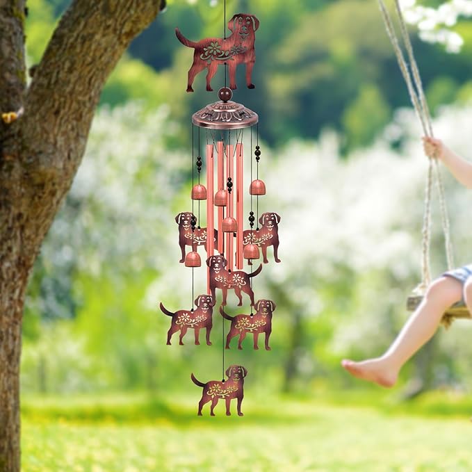 Outdoor Dog Wind Chimes, Gifts for Mom & Grandma & Woman & Family & Neighbor, Dogs Decoration for Home,Garden,Balconies,Room,Patio,Indoor, Mobile Wind Catcher, Memorial Windchime, Blessing Wind Bells