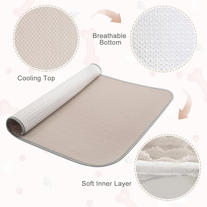Summer Dog Cooling Mat Washable Ice Silk Self Cool Pad for Small Medium Large Dogs and Cats, Pet Sleeping Pad for Crate, Bed, Indoor & Outdoor Floor, Car Seats