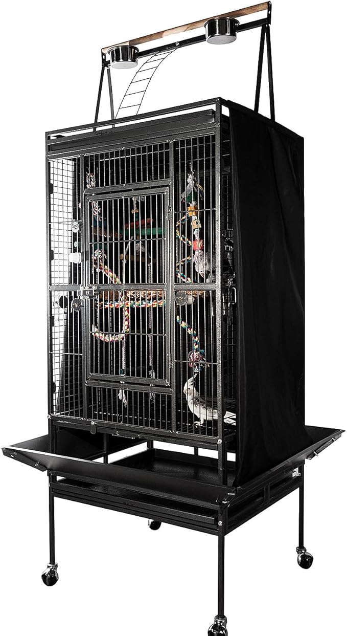 Colorday Good Night Bird Cage Cover for Large Bird Cage with Play Top (Patented), Black 68"