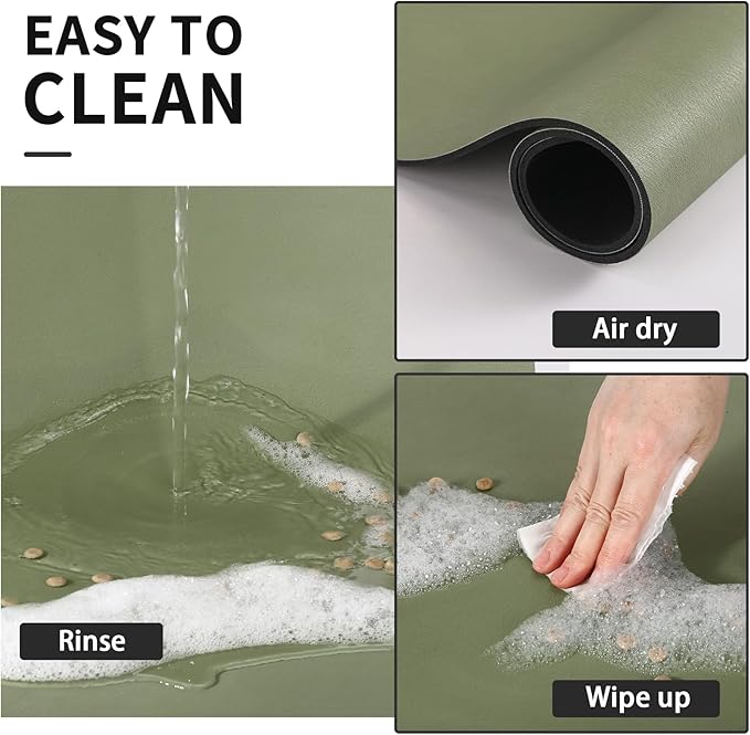 Dog Food Mat - Absorbent Cat Mat for Food and Water, No Stains Pet Feeding Bowl Mat, Easy to Clean Pet Placemats, Quick Dry Dog Water Dispenser Mat for Messy Drinkers | Paw Green 16"x 24"