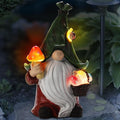 Gnome Solar Garden Statue with 3 LED Lights, Mushroom-Picking Gnome Statue Outdoor Decor for Patio, Yard, Balcony, Lawn Ornament, Unique Gift for Mom, Grandma Christmas, Valentines Day Decorations