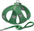 AIITLE Dog Harness, No-Pull Cat Harness with a Leash, Adjustable Reflective Dog Vest, Cat Harness Escape Proof, Outdoor Walking, Running,Training for Extra Small Dogs and House Cats Green XXXS