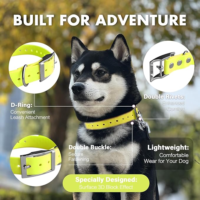 4.2FT Dog Collar and Leash Set, PVC Waterproof Adjustable Odor Proof Pet Collars Leashes, Easy to Clean, Surface 3D Cube Effect, Dog Leash for Small Dogs, Bright Yellow
