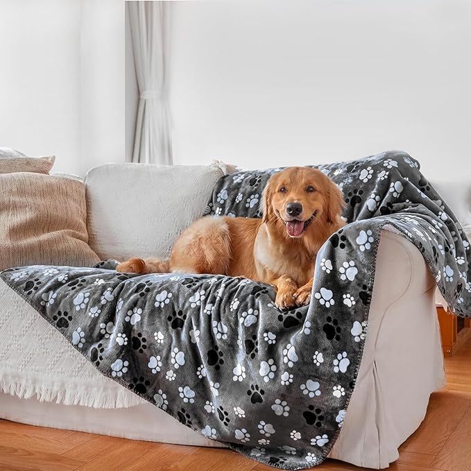 Waterproof Pet Blanket Dog Blankets, Pattern Printing Super Soft Warm Fluffy Facecloth Sofa Car Bed Protector, Urine Proof Washable Pet Blanket for Puppy Large Dogs & Cats 60"*80"