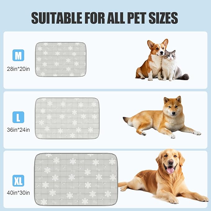 RIOGOO Dog Cooling Mat,Dog Blanket Washable,Cool Fabric & Internal Waterproof Cooling Pad (Grey, Large (36x24 inch))