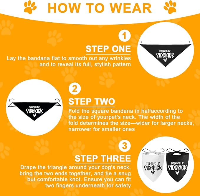 2 Pack Dog Bandana Pregnancy Announcement, Daddy's and Mama's Lil Sidekick Gender Reveal Puppy Dog Scarf Accessories, Adjustable Pet Bandana Scarf for Small Medium Large Dogs