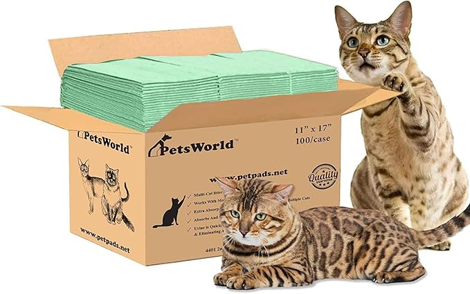 PetsWorld Universal Fit Multi-Cat Pad Refills for Litter Box, Fresh Scented, Ultra-Absorbent, Odor Control, Pack of 100