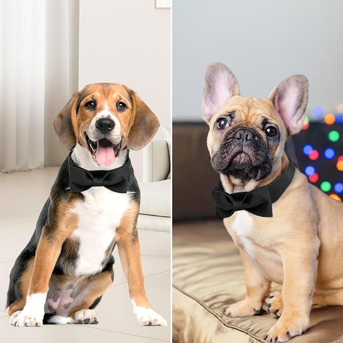 Segarty Bow Ties for Dogs Neck Girth 10.2-14.2in, Adjustable Black Bowtie Collar for Small Medium Dogs, Cat Tie Tuxedo Comfortable Pets Bow Grooming Accessory for Formal Wedding Holiday Birthday Party