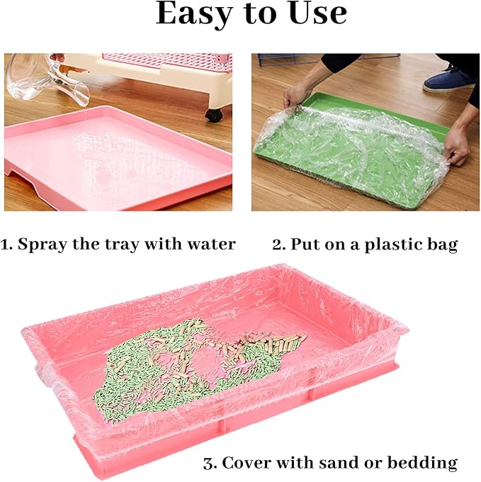 BNOSDM 100 PCS Disposable Rabbit Cage Liner Plastic Guinea Pig Cage Bedding Hamster Litter Pan Bags Universal Toilet Film for Bunny Chinchilla Ferret Hedgehog Small Animals (47")