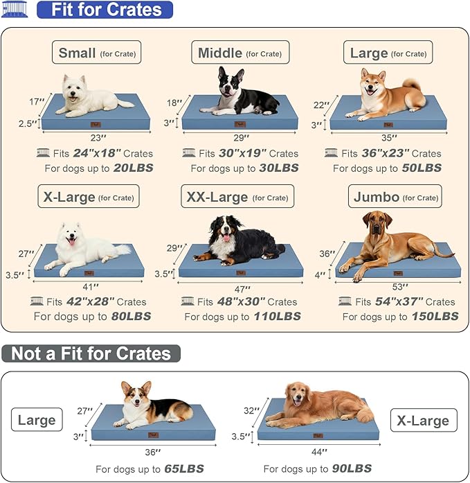 Outdoor Orthopedic Dog Bed for Medium Dogs & Cats, Waterproof Flat Pet Mat with Egg Crate Foam & Washable Removable Oxford Cover, 30x20 Inch, Blue