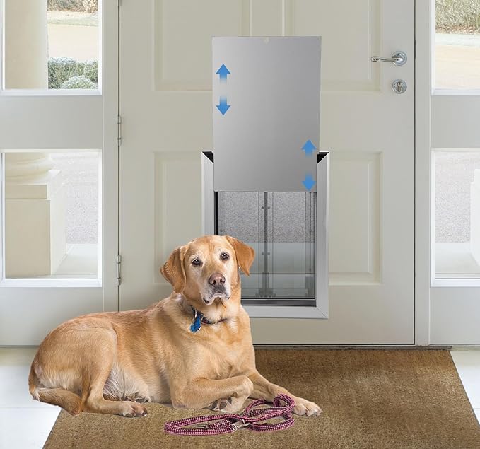Large Dog Door, Aluminum Frame Doggy Door, Weatherproof Dogs Doors with Automatic Closing Double Panels for Energy Efficient, Heavy-Duty Doggie Doors for Large and Medium Dog Up to 120LBS