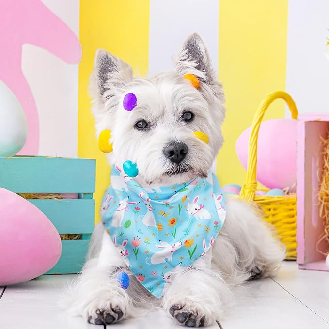 Whaline 6 Pack Valentine's Day Pet Bandanas Heart Pet Neckerchief Shamrock Clover Triangle Dog Bibs Easter Spring Bunny Dog Collar Scarf St. Patrick's Day for Pet Costume Accessories