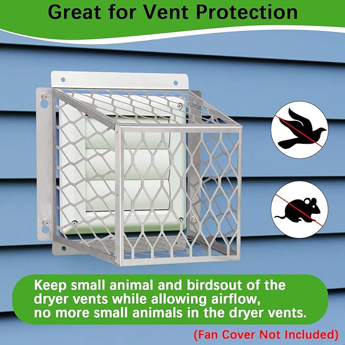 Dryer Exhaust Guard Vent Cover,Dryer Vent Bird Guard for Most 3" to 4" Fan Cover, 7"Lx7"Wx5"H Stainless Steel Ventilation Bird Cage for Bathroom Exhaust Ventilation Fan