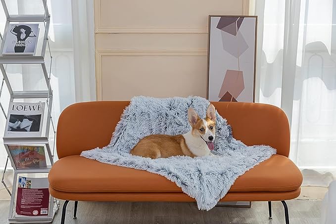 PJYuCien Dog Blankets for Small Dogs Washable - Fluffy Fuzzy Cat Blanket for Couch, Puppy Throw for Furniture with Polyester Fleece, Super Soft Plush for Pet Kitten Doggy, Grey, 24" x 32"