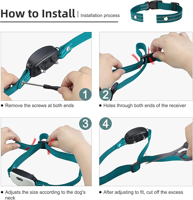 Collar Replacement Strap, Reflective Replacement Nylon Collar Strap Dog GPS Training Bark Receiver Collars, Durable Adjustable E Collar Straps for Small Medium Large Dogs, Green