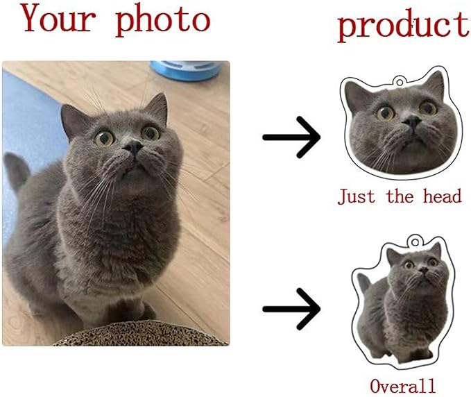 Custom Acrylic pet Keychain - Personalized Gift with Photo Engraved - Durable Dog Cat Lover Accessories