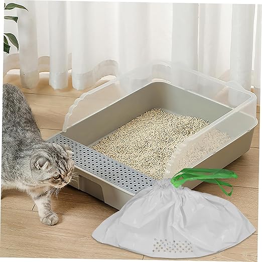 7pcs Cat Litter Filter Bags Easy to Use Pet Waste Pick-up Supplies for Litter Box Sturdy Material White Dimensions