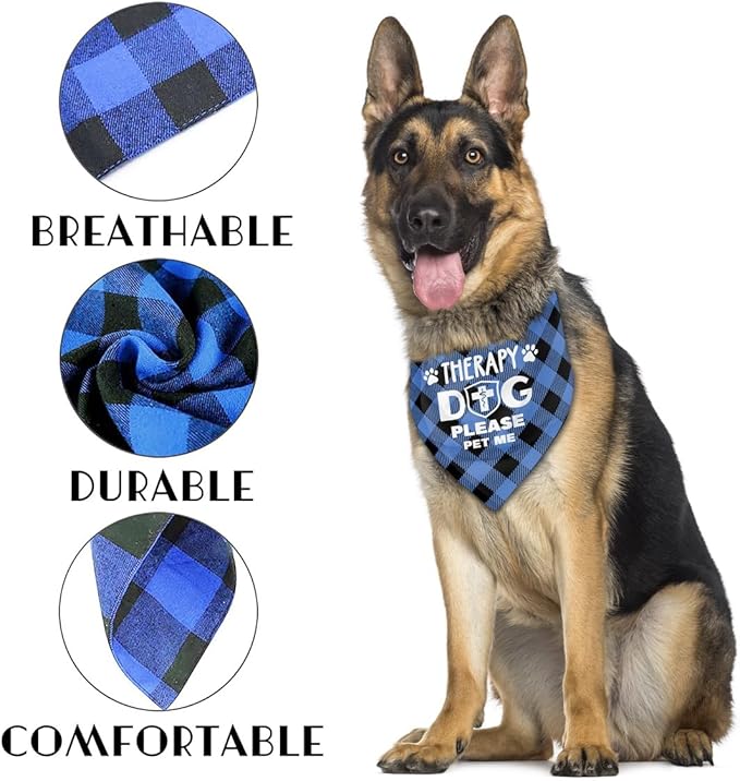 Dog Bandana, Therapy Dog Please Pet Me with, Dogs Scarf Classical Printing, Dogs Scarf Accessories, Doggy Kerchief Pet Kerchief, Christmas Birthday Thanksgiving Doggy Gift A01