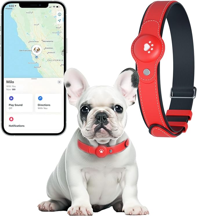 2-in-1 GPS Tracker for Dogs&Cats: Smart Collar with Real-Time Location, No Monthly Fee, Unlimited Range (iOS Only) GPS Tracker Dog Collar- Ideal for Small, Medium Large Dogs(Tracker Included)