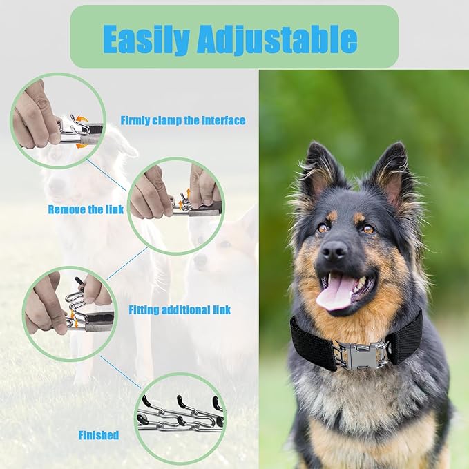 Prong Training Collar for Dogs, Rotating Ring Welding, Adjustable Dog Training Pinch Collar with Quick Release Buckle, for Small Medium Large Dogs