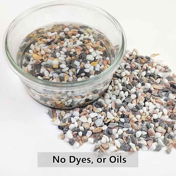 2LB Succulent and Cactus Gravel Pebbles, 1/5 Inch Natural Decorative Polished Stones, River Rocks for Vases, Aquariums, Terrarium and Outdoor Gardening, Mixed Color