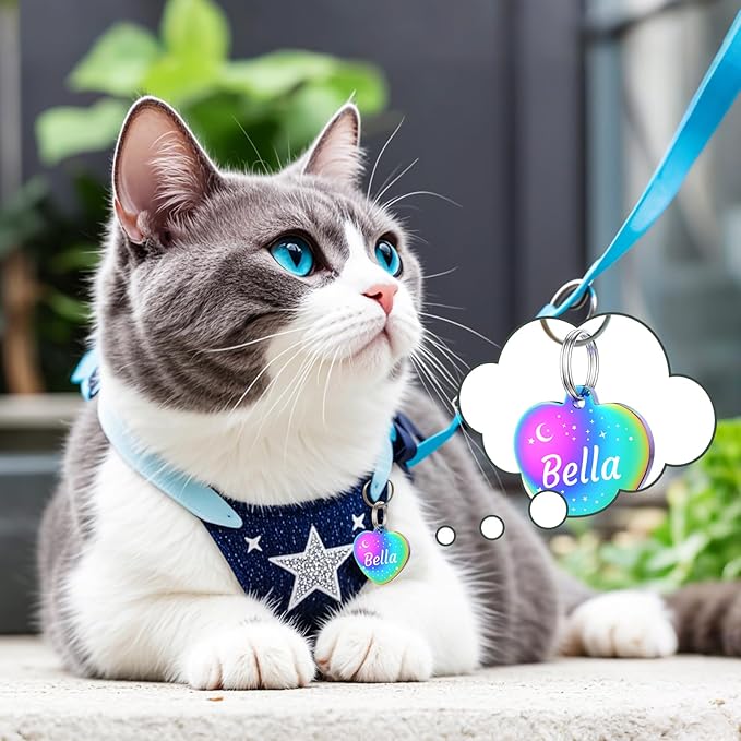 YEHANTI Dog Tags Personalized for Pets with Name Pattern Art Design - Engraved with Laser - Stainless Steel Cats Dogs ID Tags - Stylish Dog Collar Accessories (Heart)