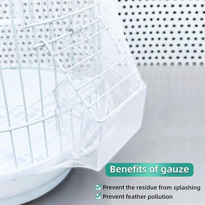 Bird Cage Seed Catcher, Seed Catcher Guard Net Cover, Parrot Nylon Mesh Net Cover, Universal Soft Airy Cage Net Stretchy Skirt for Round Square Cages (Solid-White, 15.7" x87")