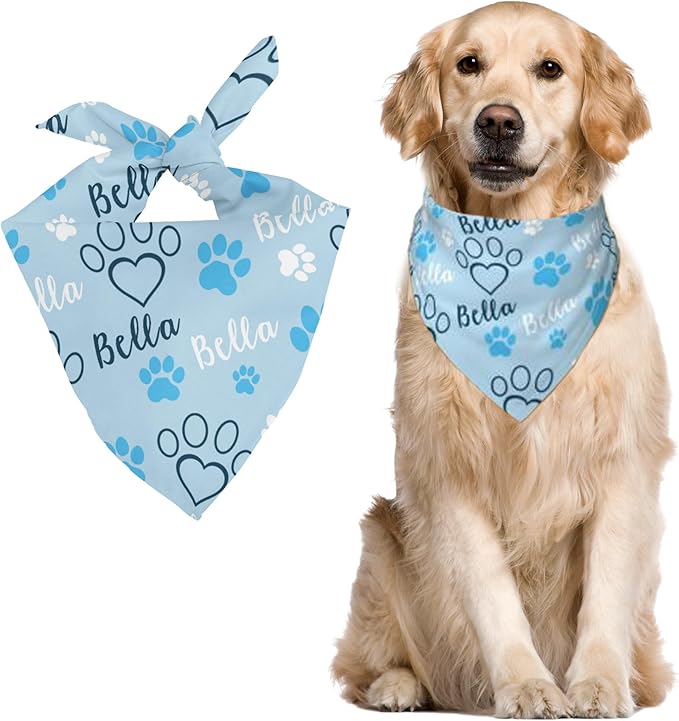 Custom Pet Scarf Personalized Dog Bandana with Name Personalized Add Your Text Bibs Triangle Head Scarfs Gift for Small Medium Large Dogs Cats Baby Puppy Pets Accessories