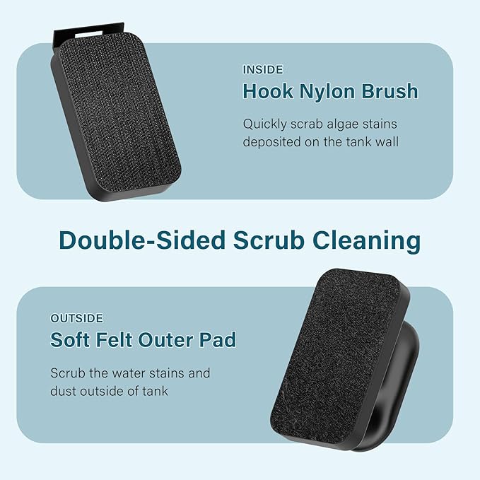 hygger Aquarium Magnetic Glass Clean Tool, Algae Scraper for 0.2-0.6 Inch Thick Fish Tank Floating Scrubber Brush with Two Detachable Blades (M)