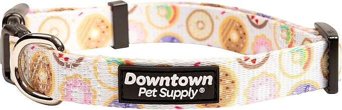 Downtown Pet Supply - Best, Cute & Fancy Dog Collar - Lightweight Adjustable Dog Collar with Quick Buckle & D-Ring - Hand Wash Safe - Donut - S - Small Dog Collar
